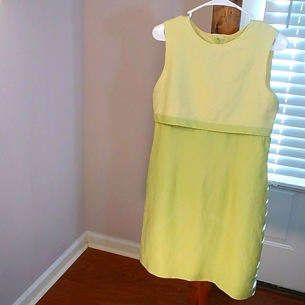 Yves Cossette Depeche Mode Two Tone Linen Knee Length Sleeveless Dress Size 10